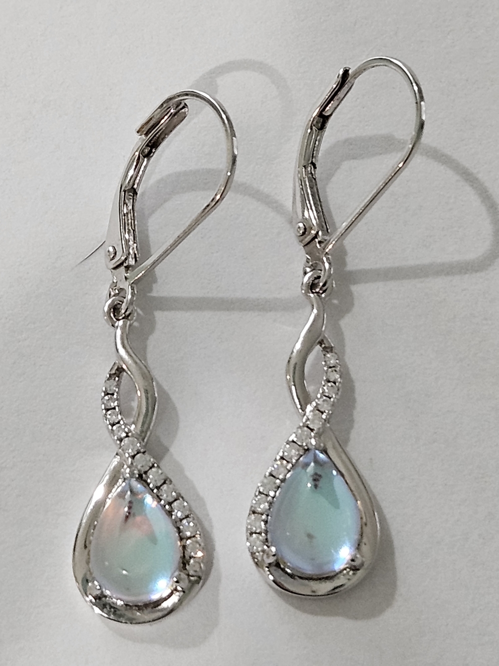 NWT Molenia Silver Zirkonias Blue Stone Drop Earrings Feminine Wedding Party